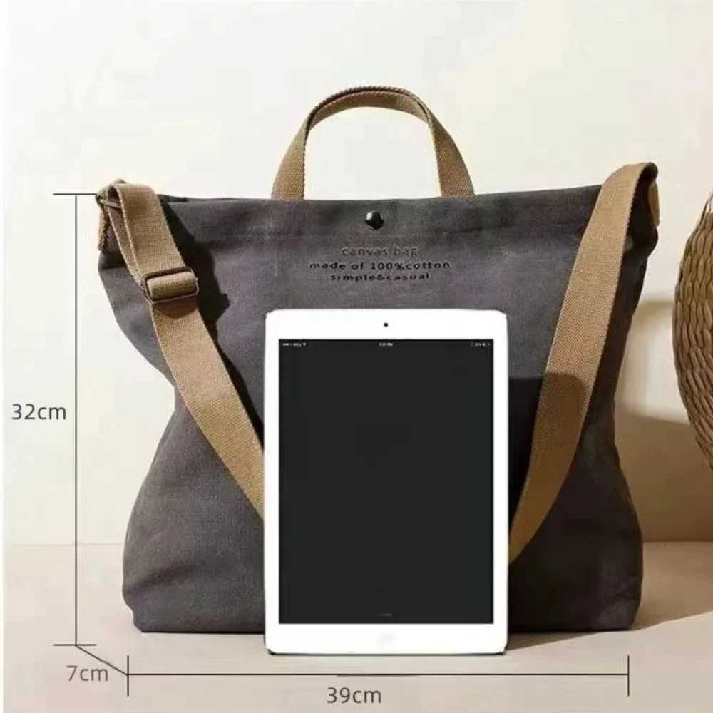 Upgrade Canvas Shoulder Tote Bag Large Capacity Zipper Students Book Bag Casual Solid Color Handbags Birthday Gifts W251031
