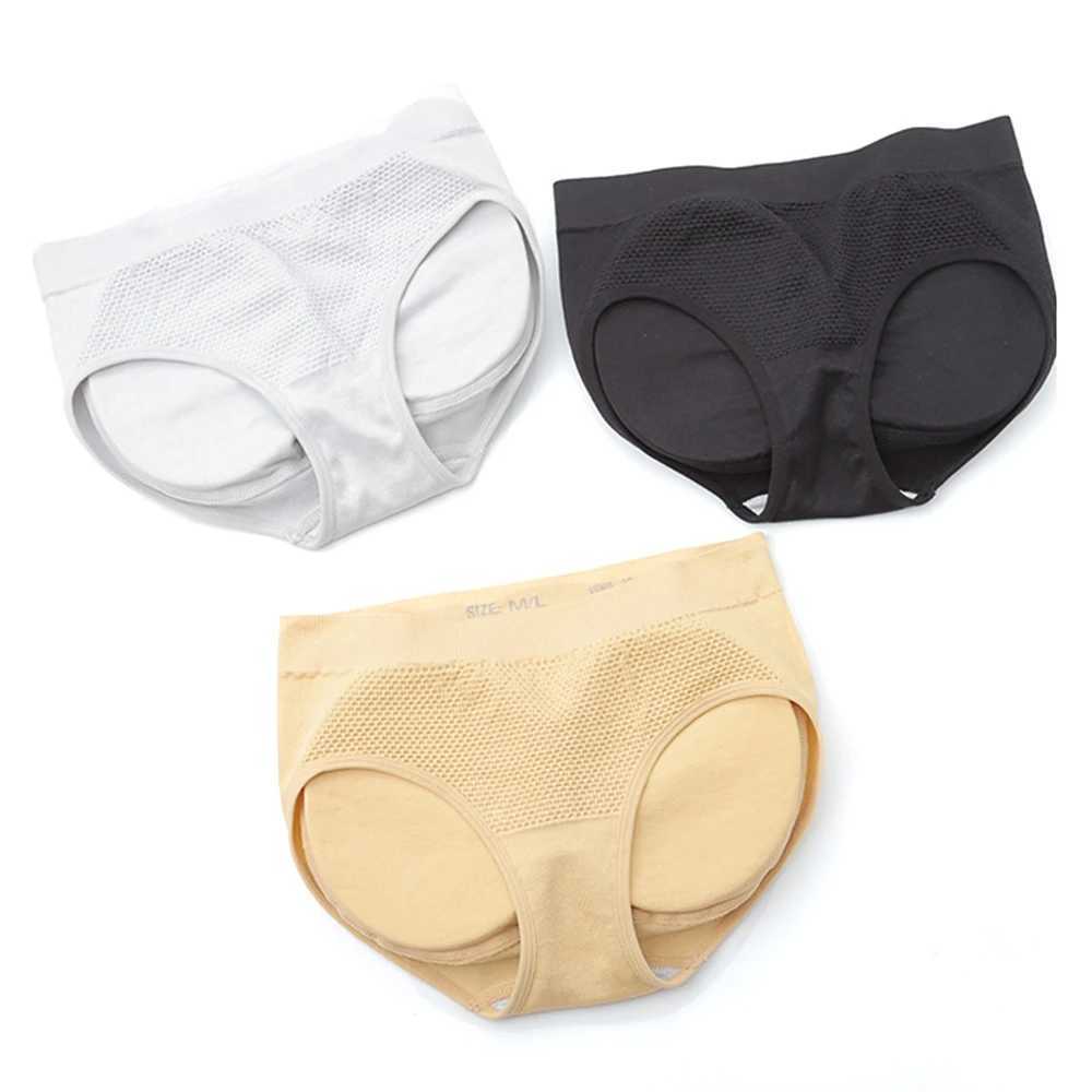 Womens HipLifting Panties MidWaist Cotton Fake Butt Comfortable Breathable Beautiful Buttocks Pads Panties Shaping Underwear L251030