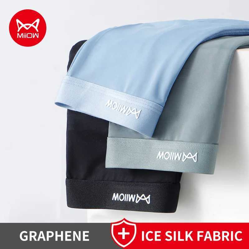 MiiOW 3Pcs Ice Silk Summer Men Panties Lightweight Breathable Mens Underwear Boxers Antibacterial Underpants Man Boxer TrunksT251031
