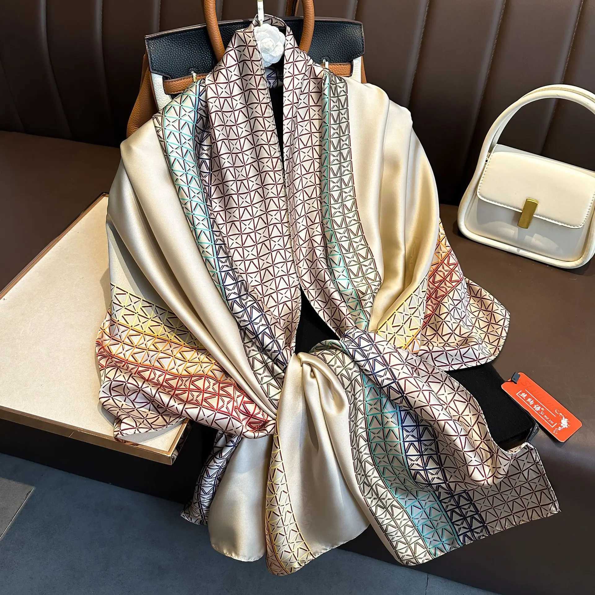 Luxury Brand Silk Scarves Women Fashion Print 180X90CM Long Scarf Popular Silk Headscarf Lady Sunscreen Beach Quality Shawl C251031