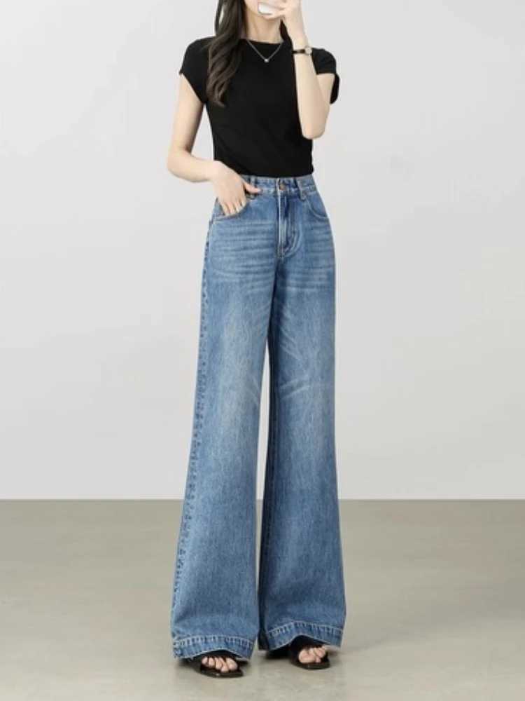 SENTUBILA Womens Vitality Denim High Waist Jeans Autumn 2025 Retro Washed Loose Fit Comfortable Commuter Pants W53NE2047 J2510311