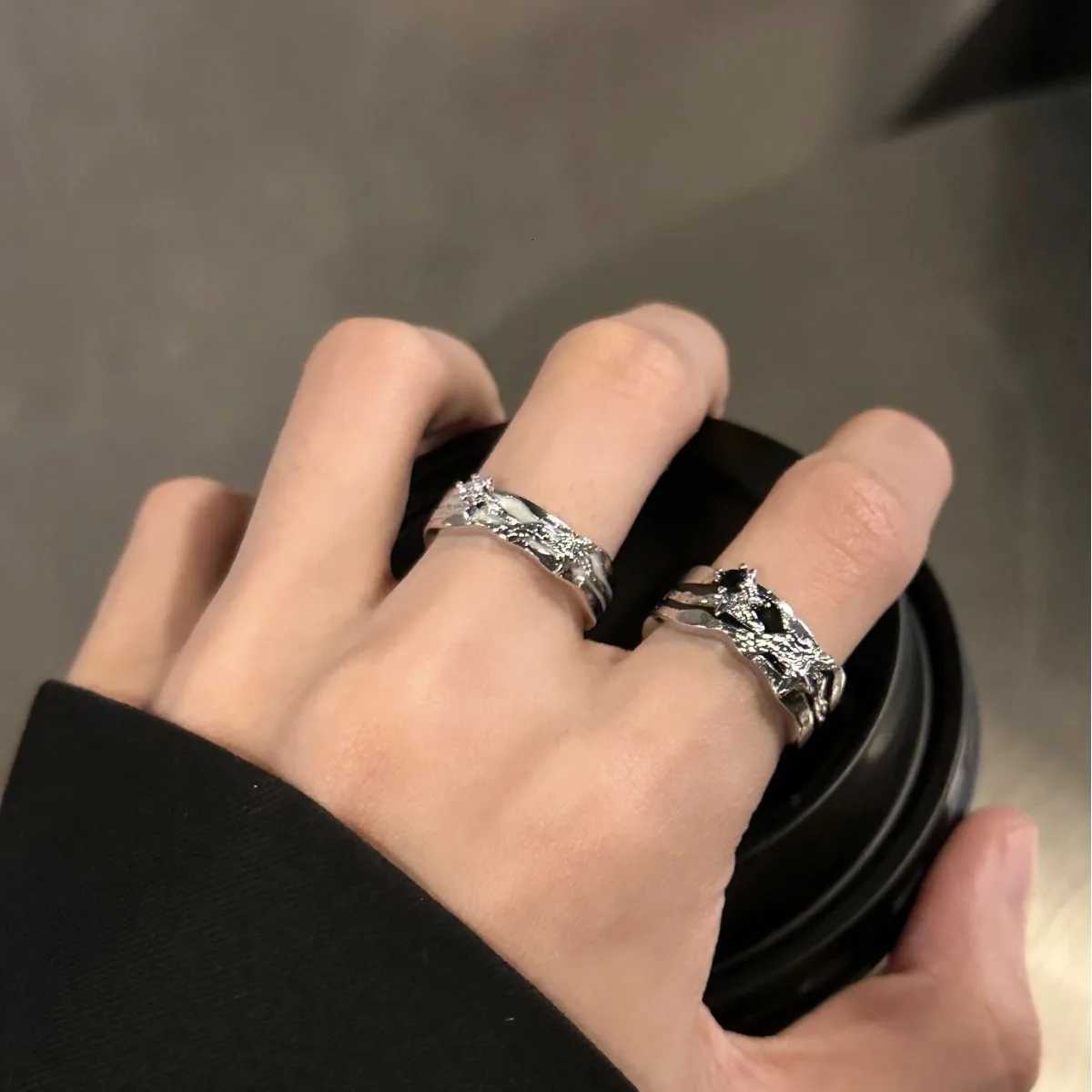 Gothic Dark Wind Starlight Ring for Women and Man Jewelry Star Ring Cold Wind Open Ring Vintage Liquid Punk Jewelry AccessoriesXJ251031