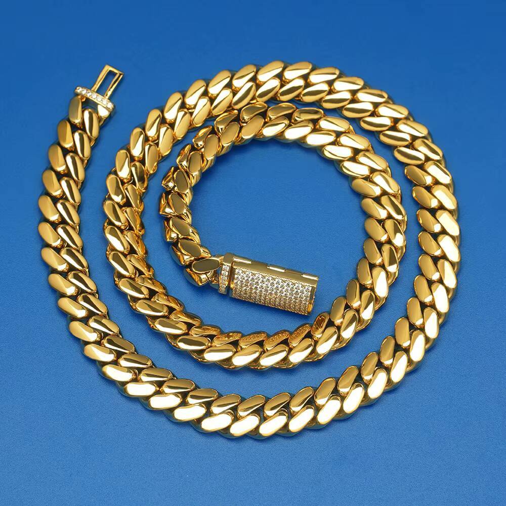 Wholesale Choker Miami Cuban Chain Moissanite Chain Men Necklace 14k Gold Cuban Link Chain Fashion Jewelry Necklaces