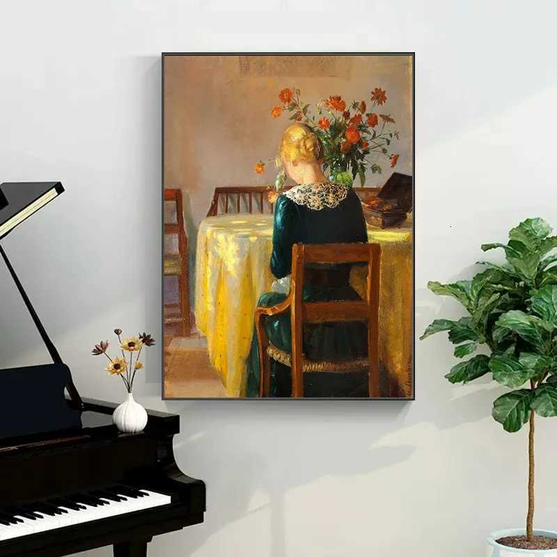 Woman Reading Antique Oil Painting on Canvas Posters Print Vintage Wall Art Pictures Victorian Ladies Gallery Art Home Decor C251031