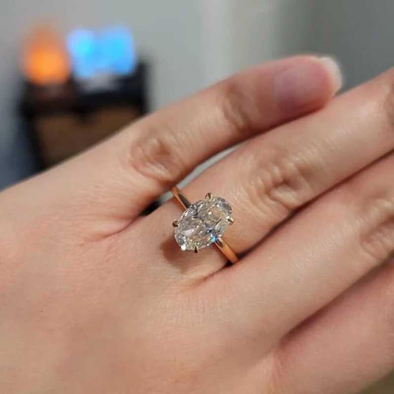 Oval Cut 925 Sterling Silver 13ct Moissanite Engagement Solitaire Ring for Woman Gold Plated Anniversary Gifts with CertificateXJ251031