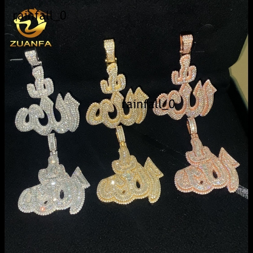 Pass Diamond Tester Custom Hip Hop Moissanite Charms Diamond Jewelry Ice Out 925 Silver VVS Moissanite Fine Allah Pendant