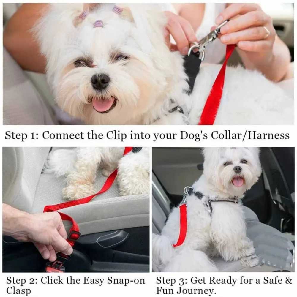 Adjustable Dog Cat Car Seat Belt Dog Leash Collar Breakaway Car Nylon Harness Portable Safety Protector Travel Pets Accessories C251031