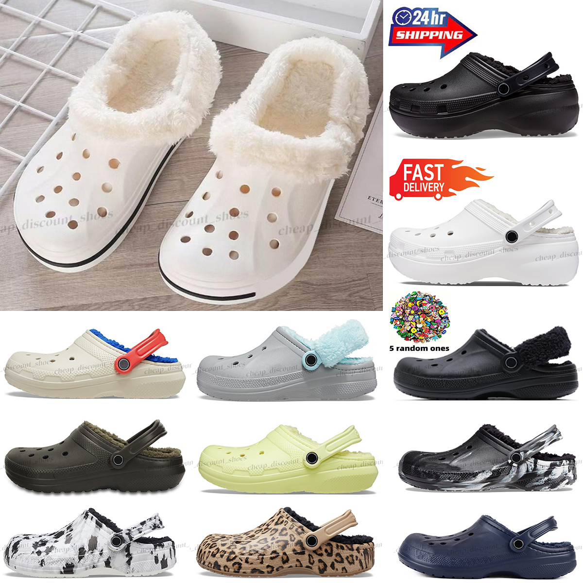 2025 Designer Winter Slippers Women Men clog slides White Black Fashion Fur Cotton warm Snow Scuffs sandals outdoor indoor Home platform shoes 35-46