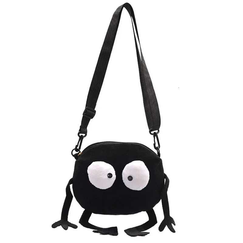 New Fashion Big Eyes Canvas Girls Shoulder Bag Cute Black Briquettes Messenger Bag Kids Women Coin Purse Mini Crossbody Handbag W251031