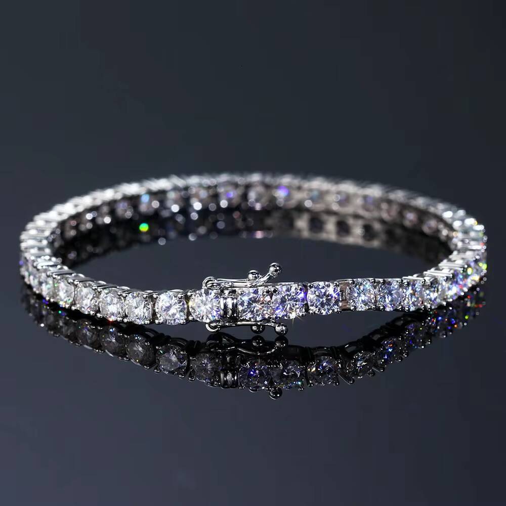 Luxury Moissanite Jewellery Gra 3mm 4mm Thin 925 Sterling Silver Men Gifts Vvs Lab Diamond Moissanite Tennis Bracelets for Women