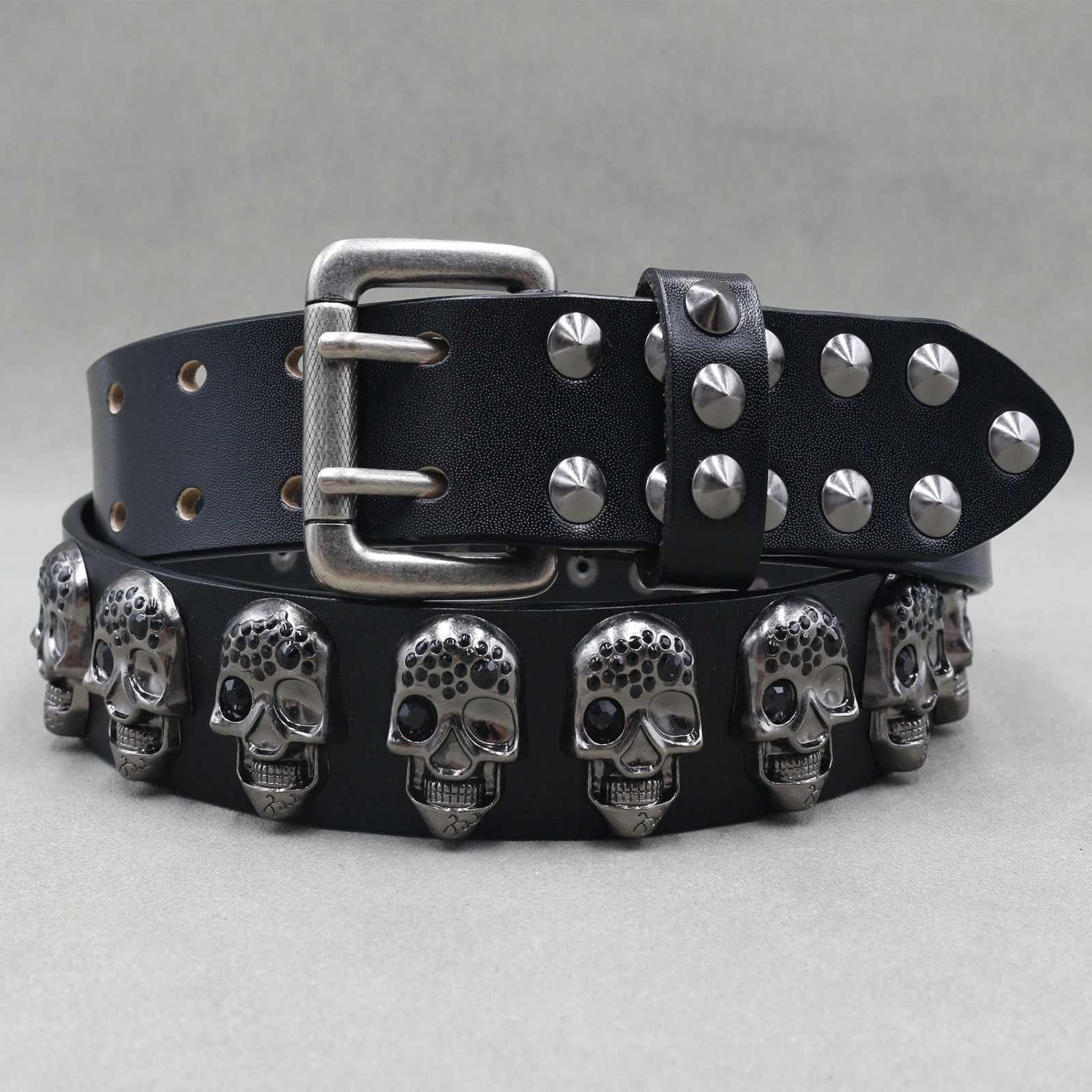 Heavy Metal Punk Belt Genuine Leather Hip Hop Belts For Men Cross Rivet Jeans belt male Strap Ceinture Homme designer beltW251030