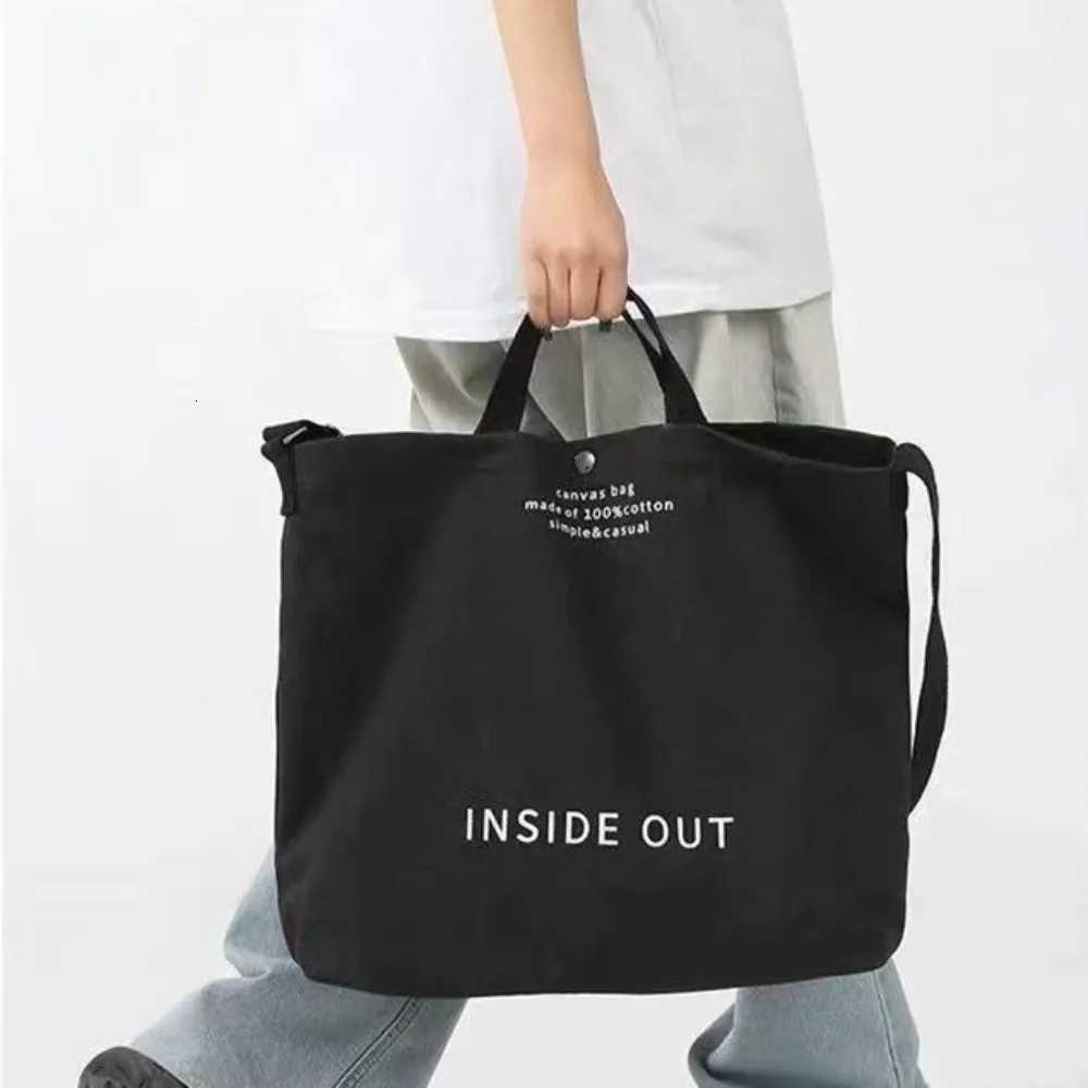 Upgrade Canvas Shoulder Tote Bag Large Capacity Zipper Students Book Bag Casual Solid Color Handbags Birthday Gifts W251031