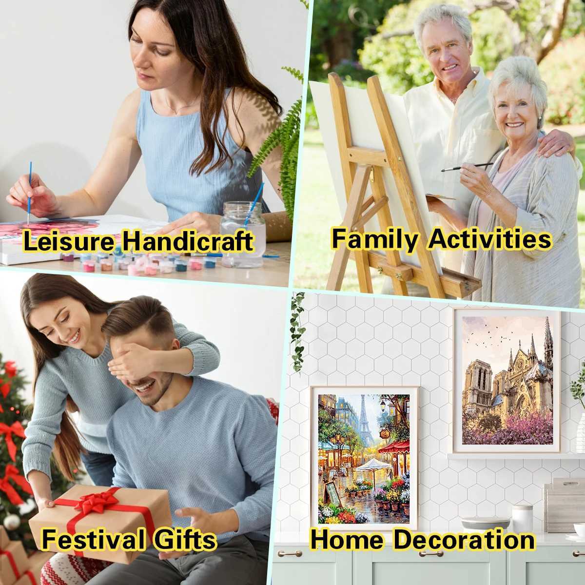 CHENISTORY Frame Painting By Numbers Landscape DIY Frame Paint By Numbers Set Flower On Canvas Animals Home Decoration C251031