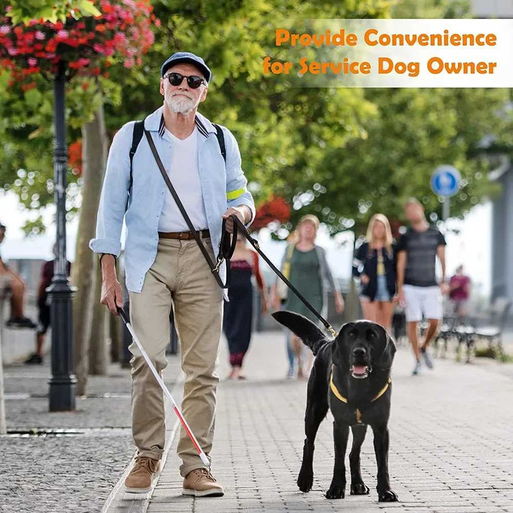 Genuine Leather Hands Free Adjustable Service Dog Leash Strong Multi Function Cross Body Leash for Dogs 7 Uses in One Pet Lead C251031