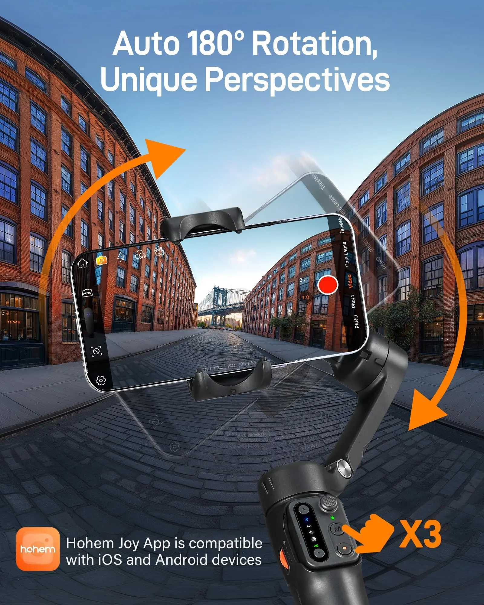 Hohem iSteady X3 SE Gimbal Stabilizer for iPhone Portable Foldable 3Axis Phones Gimbal with Detachable Remote Control Y251011