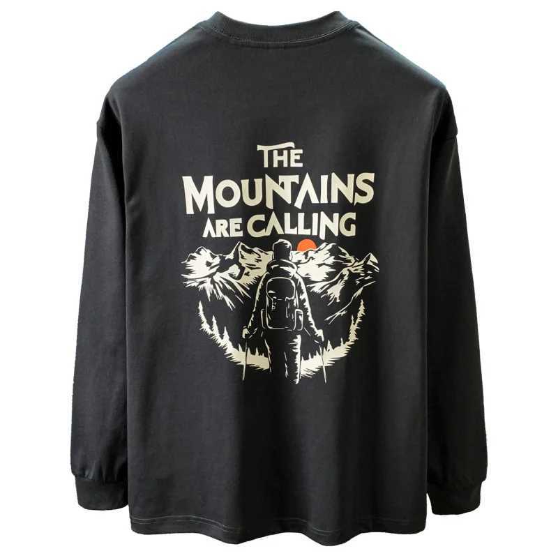 Black Fashion Printed Long Sleeveshirt Men Trendy and Versatile 2025 Autumn Top Loose Large Round Neck Hoodie J251021