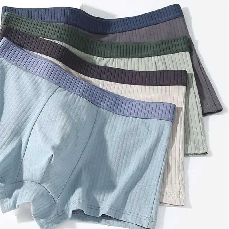 Striped Cotton Men Boyshorts Solid Color Mens Underwear Elastic Youth Boxer Briefs Breathable 3DCrotch Male Boxer PantyT251031