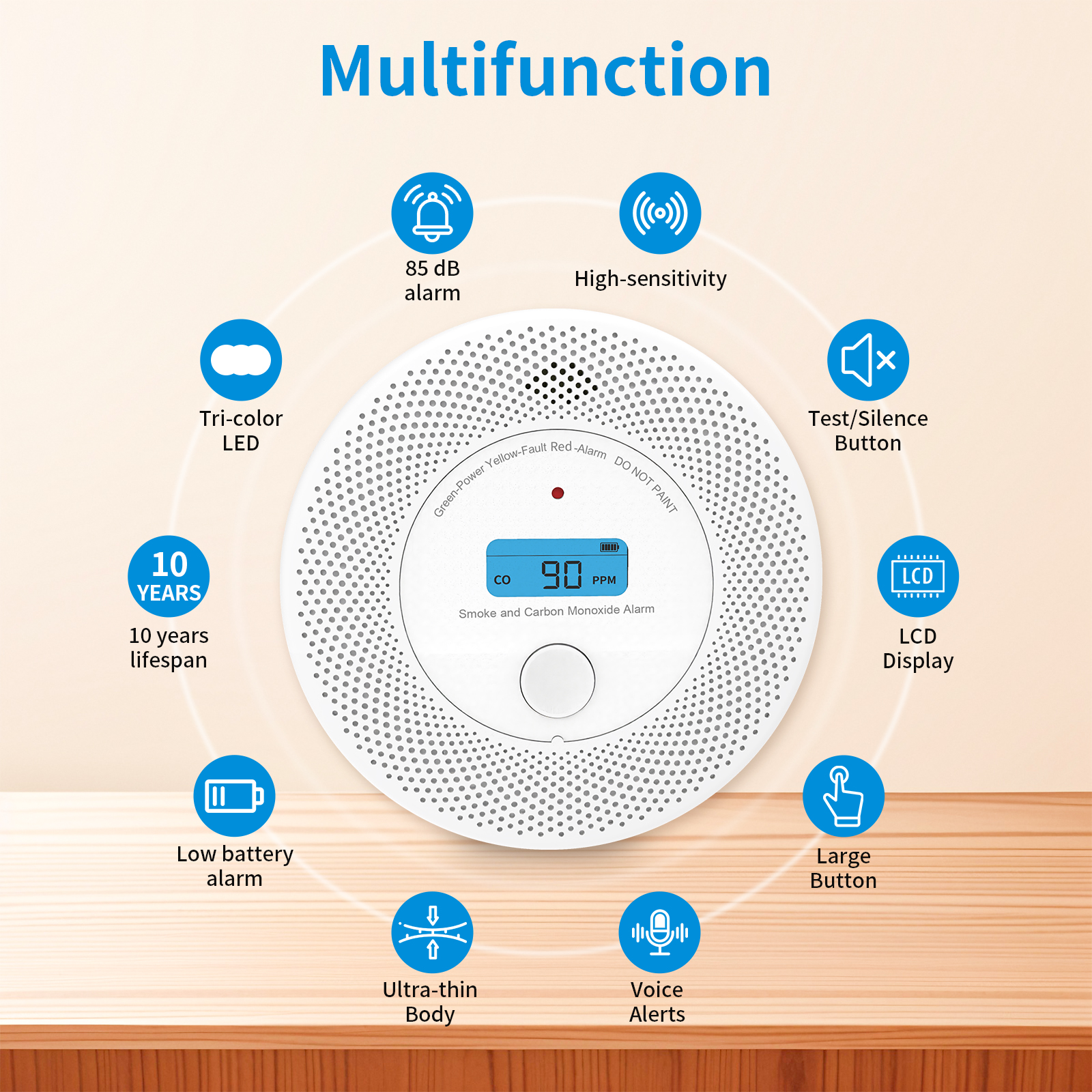 VCS62 Standalone Dual-Sensor Smoke & CO Detection System