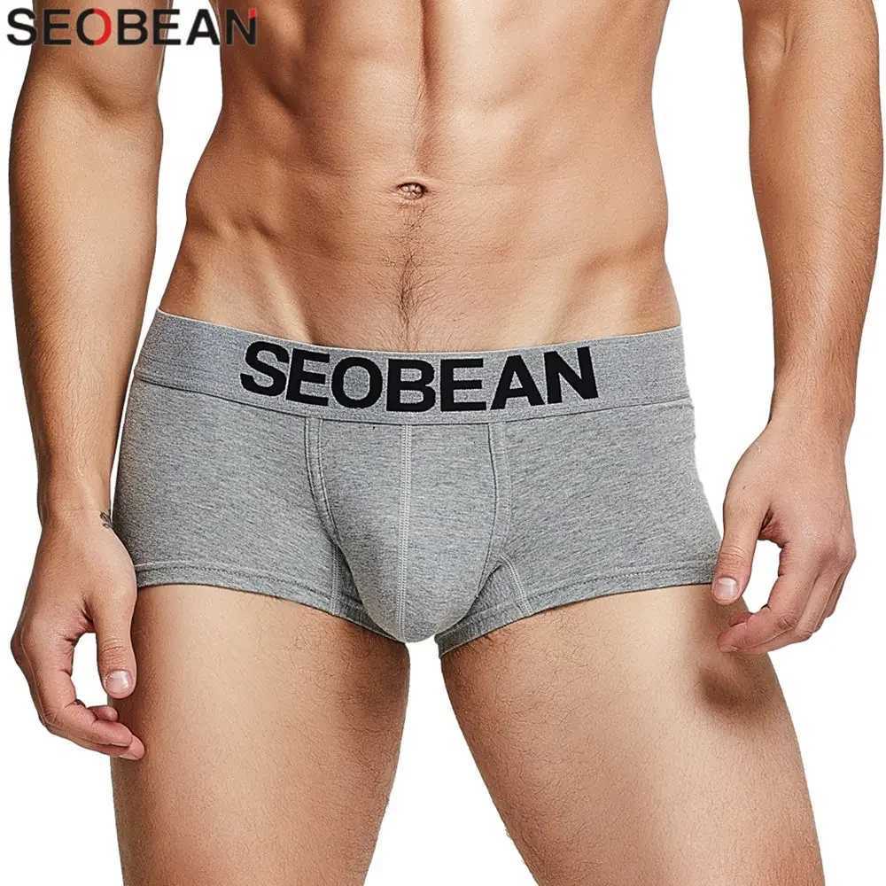 Seobean Underwear Men Solid Boxershorts Men Cotton Underpants Boxer Shorts Trunks Male PantiesT251031
