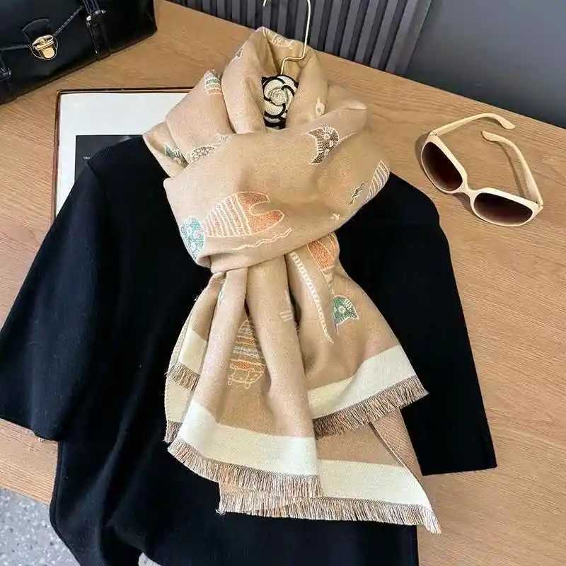 Cute cartoon cat doublesided doublewear faux cashmere womens winter thickened warm and coldproof scarf shawl for studentsW251030