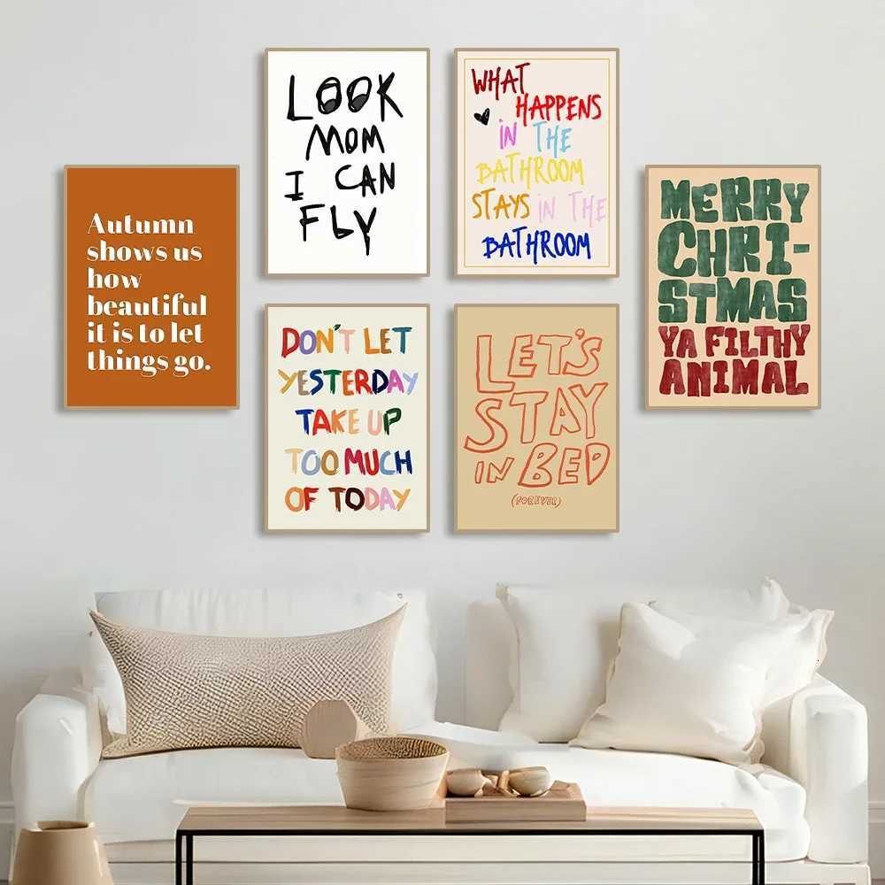 1PC Frameless Modern Minimst Positivity Quote Prints Canvas Painting Cute Multicolor Letter Posters Wall Art for Home Decor C251031