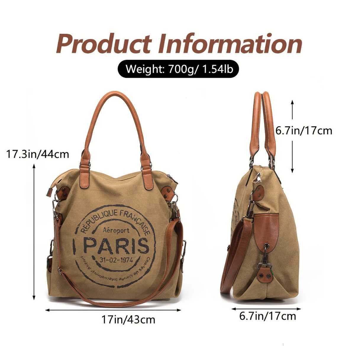 Paris Republique Bag Canvas Tote Bag Crossbody Bag Handbag Large W251031