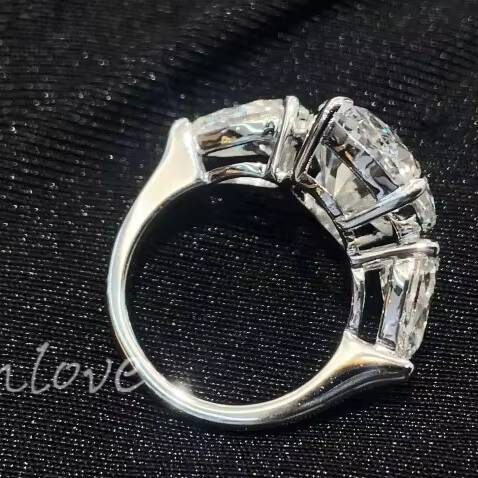 Lab Grown Diamond Wedding Rings 18K Gold CVD 10ct Women Bands Emerald Cut Vintage Custom Eternity Jewelry