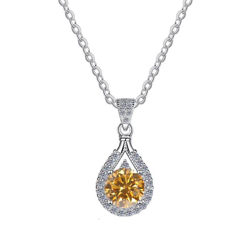 1Carat Moissanite Pendant Necklace for Women Fashion Fine Jewelry with S925 Sterling Silver Chain Geometric Design