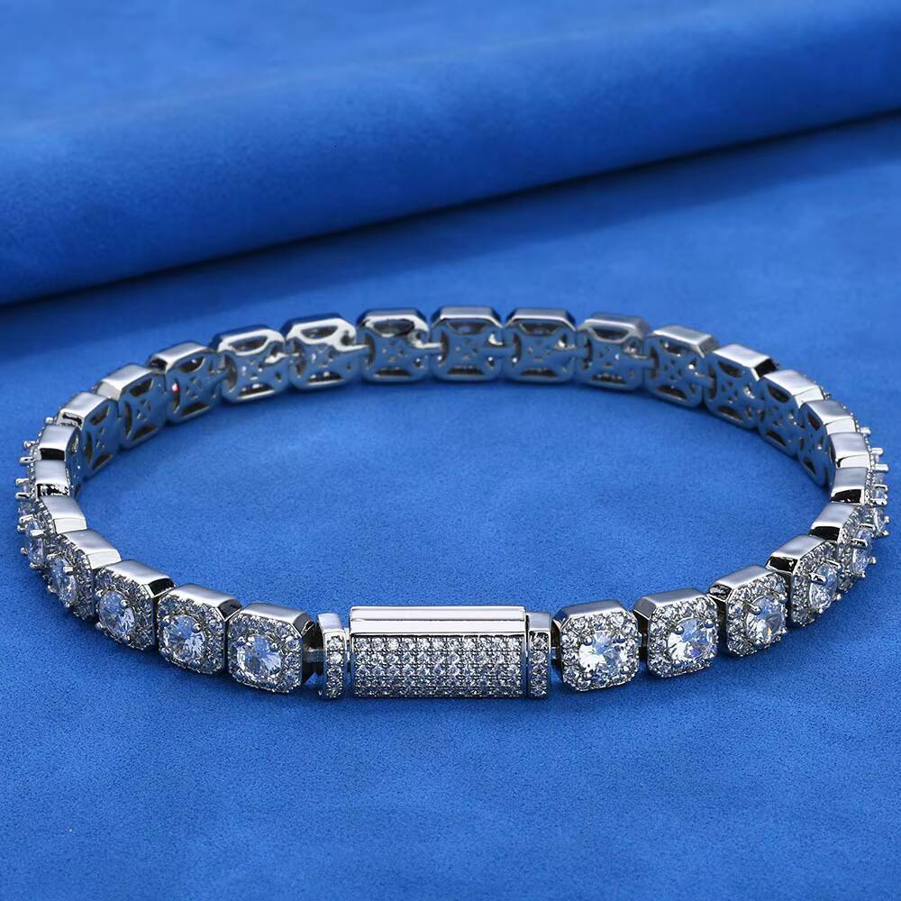 Fashion Moissanite Diamond Tennis Bracelet Luxury Womens Men Gold 925 Sterling Silver Lab Grown Mossanite Jewelry