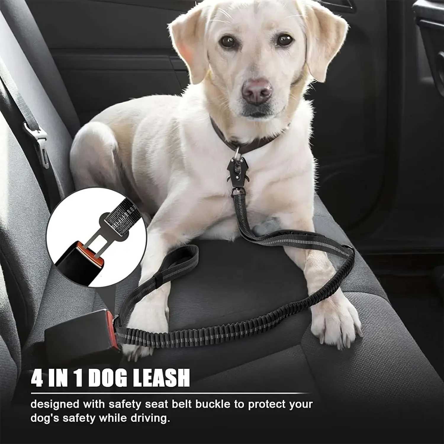 Reflective Shock Absorbing Pet Leashes with Car Seatbelt for Large Dogs Heavy Duty Tactical Bungee Dog Leash No Pull Dog Leash C251031