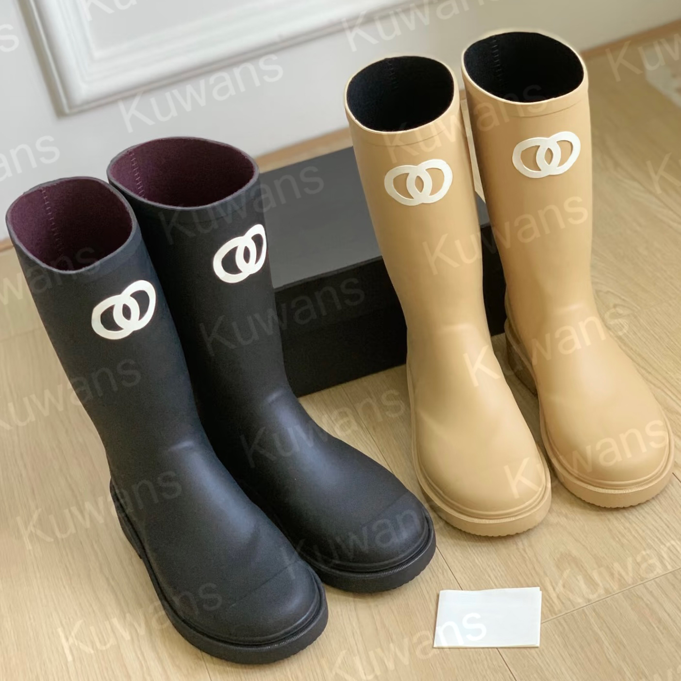 Designer Rubber Rain Boots Women Luxury Boot Fall Winter Summer Knee High Quality Slip On Classic 22 Casual Waterproof Cowboy booties