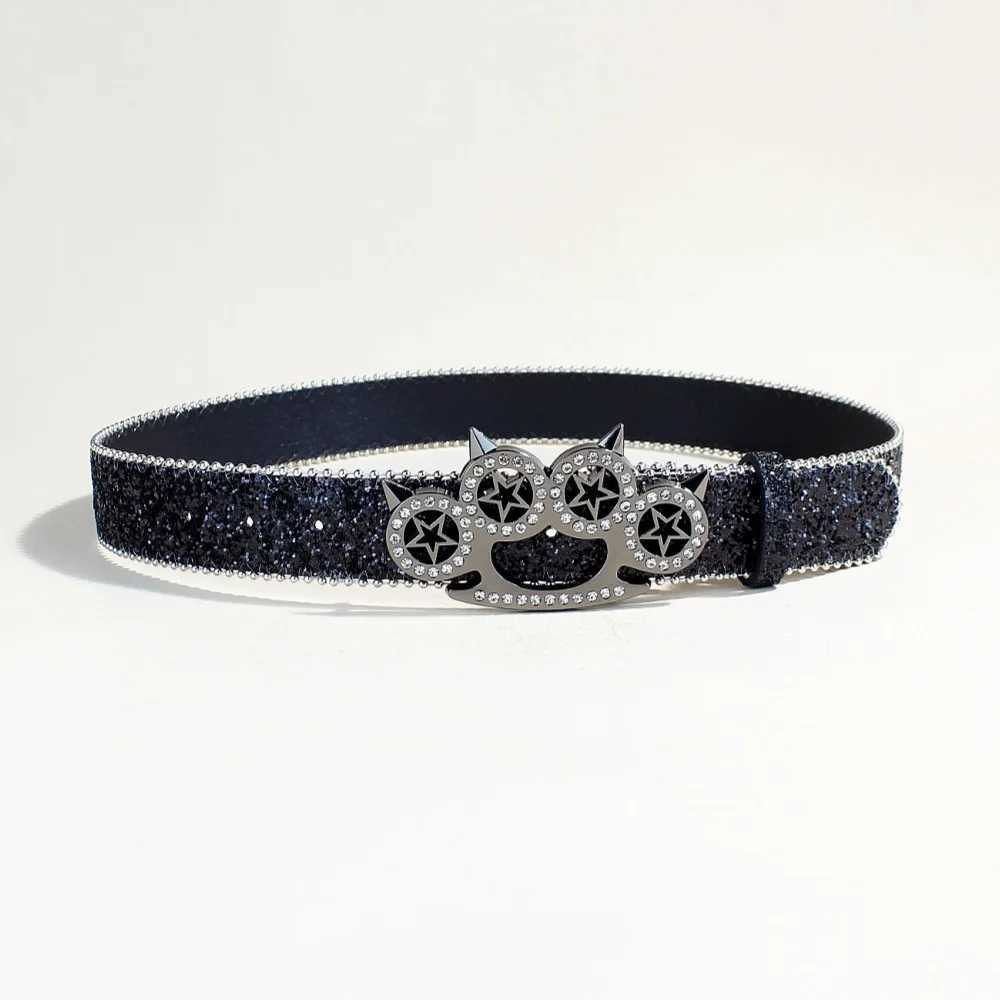 rhinestone tiger claw buckle belt Y2K shiny series punk decoration women belt Yabi decorative belt women W251030