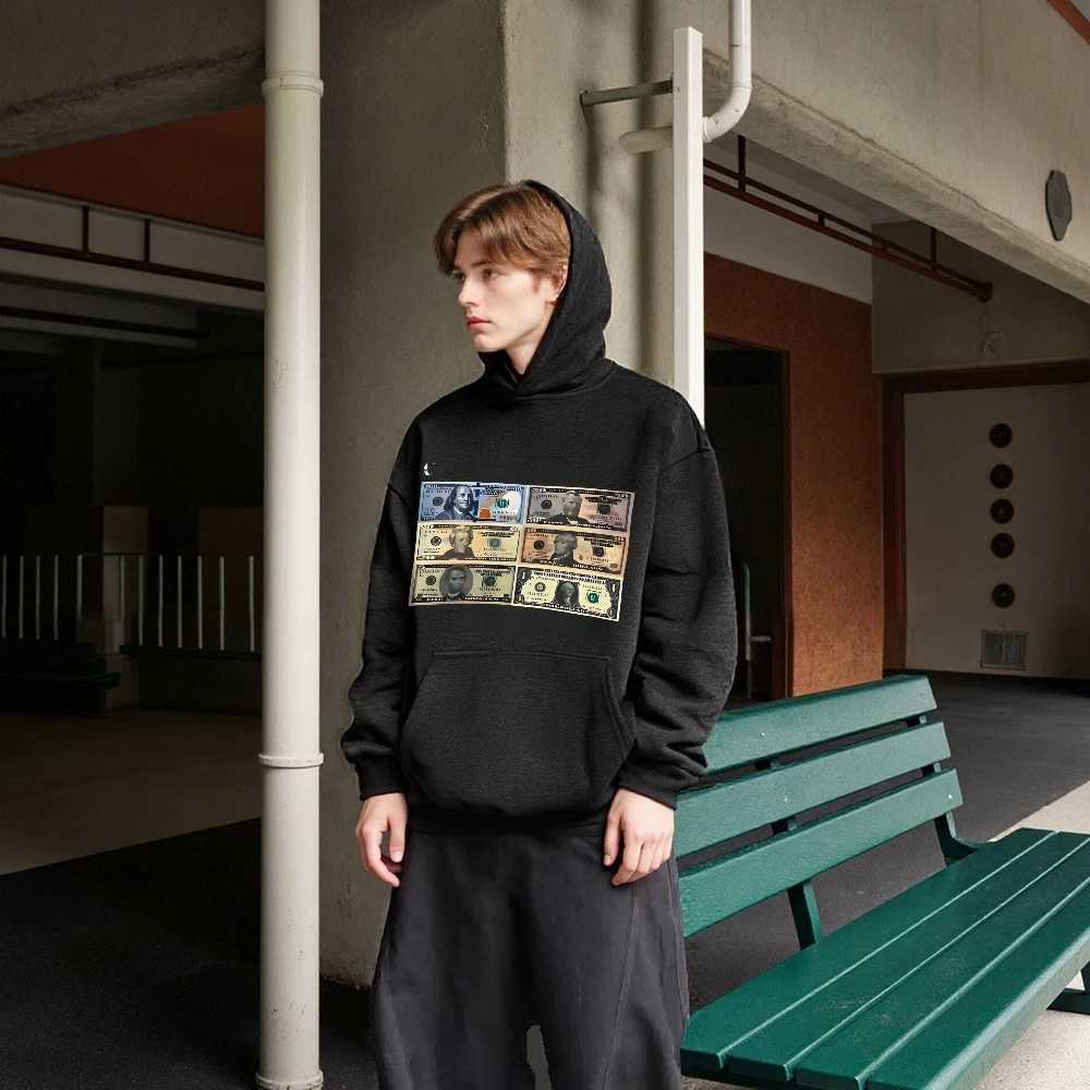 Cash Bank Notes Playful Graphic Unisex Sweatshirt Baggy Comfort Long Sleeve Tops Streetwear Male Female Autumn Winter J251031