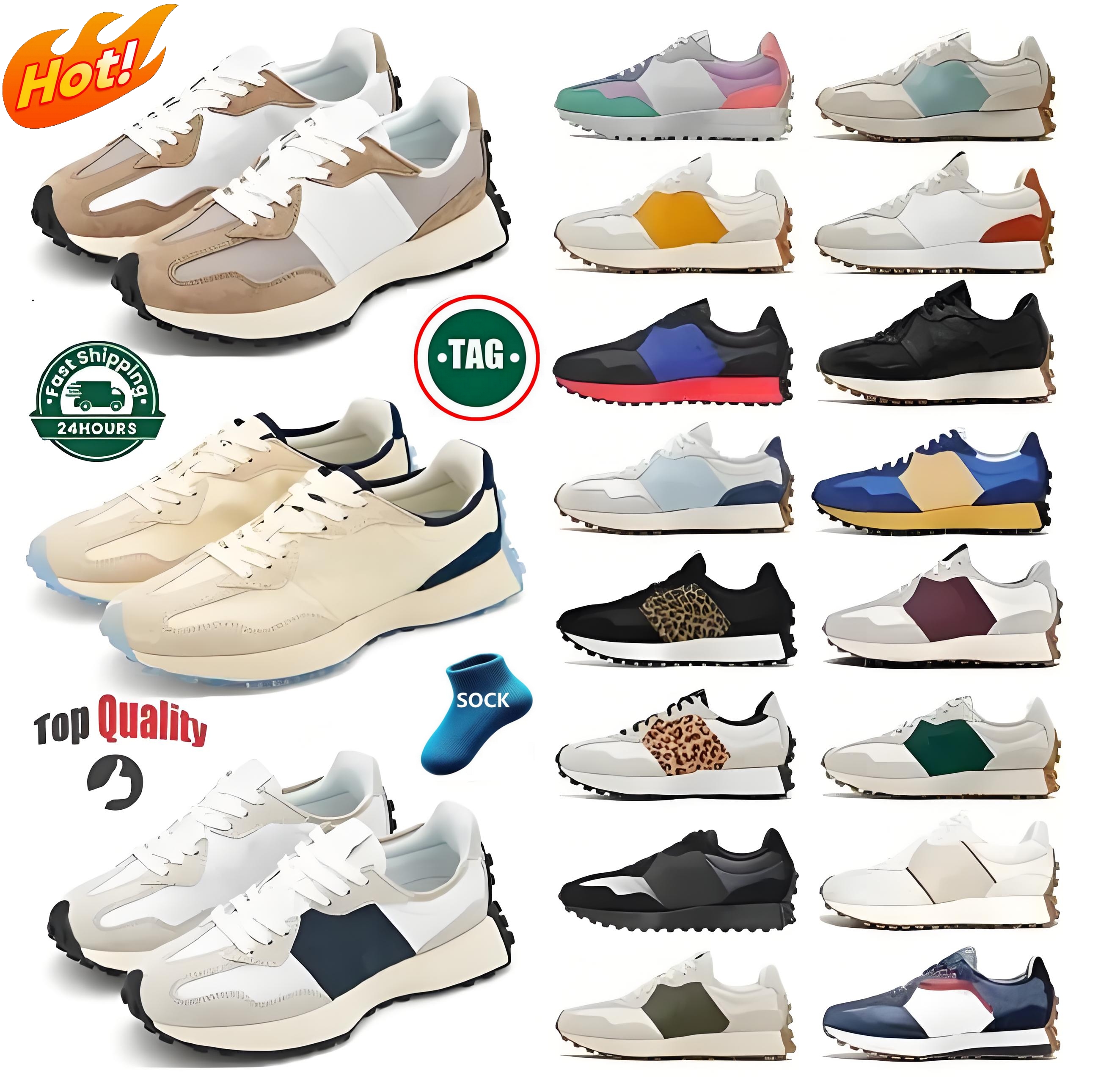 Men Women 327 Running Shoes Designer Athletic Trainers Leopard Sea Salt Suede Oxford Beige Black White Outdoors Sports Gym Sneakers Sport Tennis Comfortable shoes