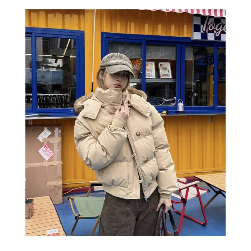 style Tibetan blue fur collar cotton jacket for womens winter season thick short down trend 251030 - view 5