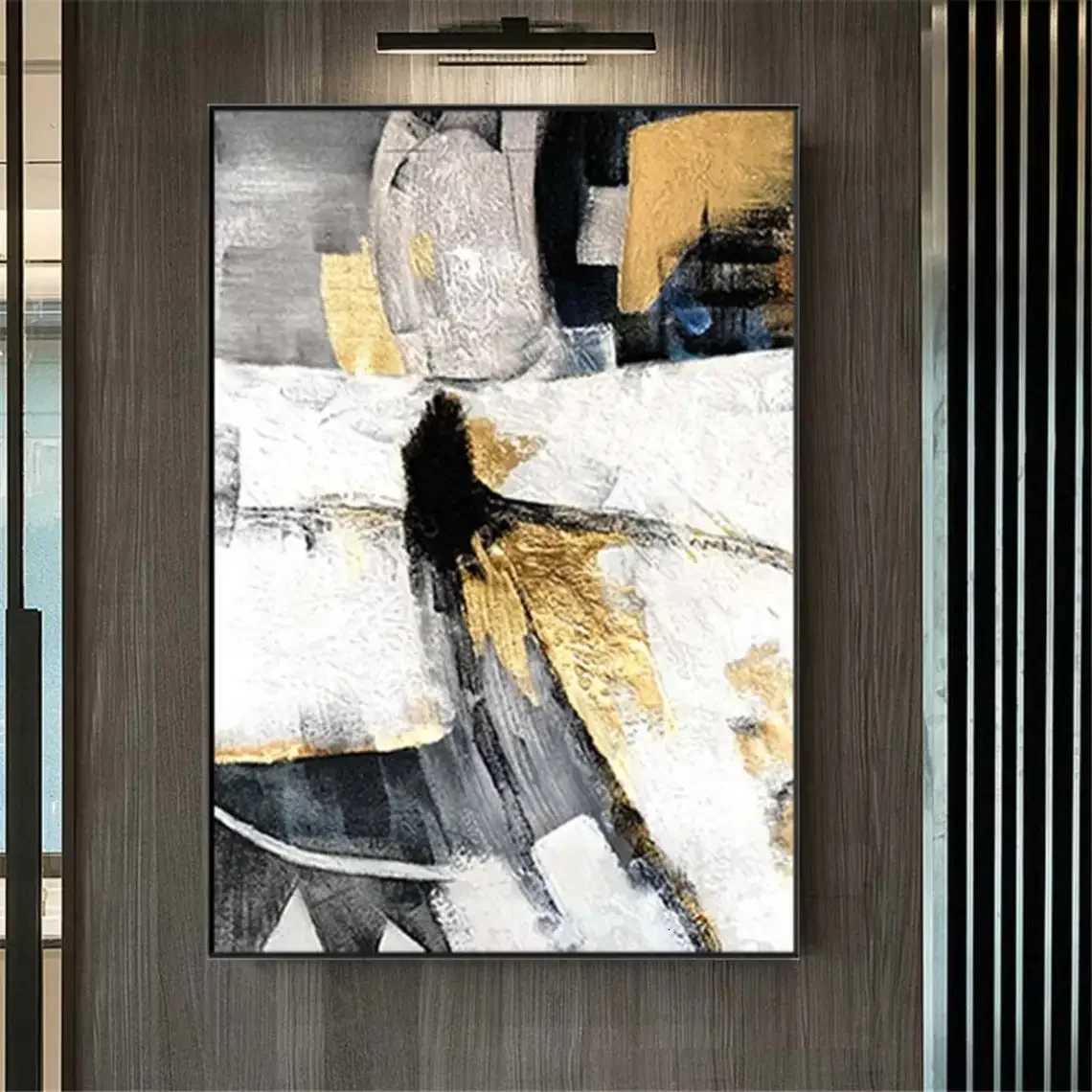 Handpainted Textured Black White 100 Handmade Wall Art Abstract Geometry Wall Art Picture Living Room Porch Entrance Decor C251031