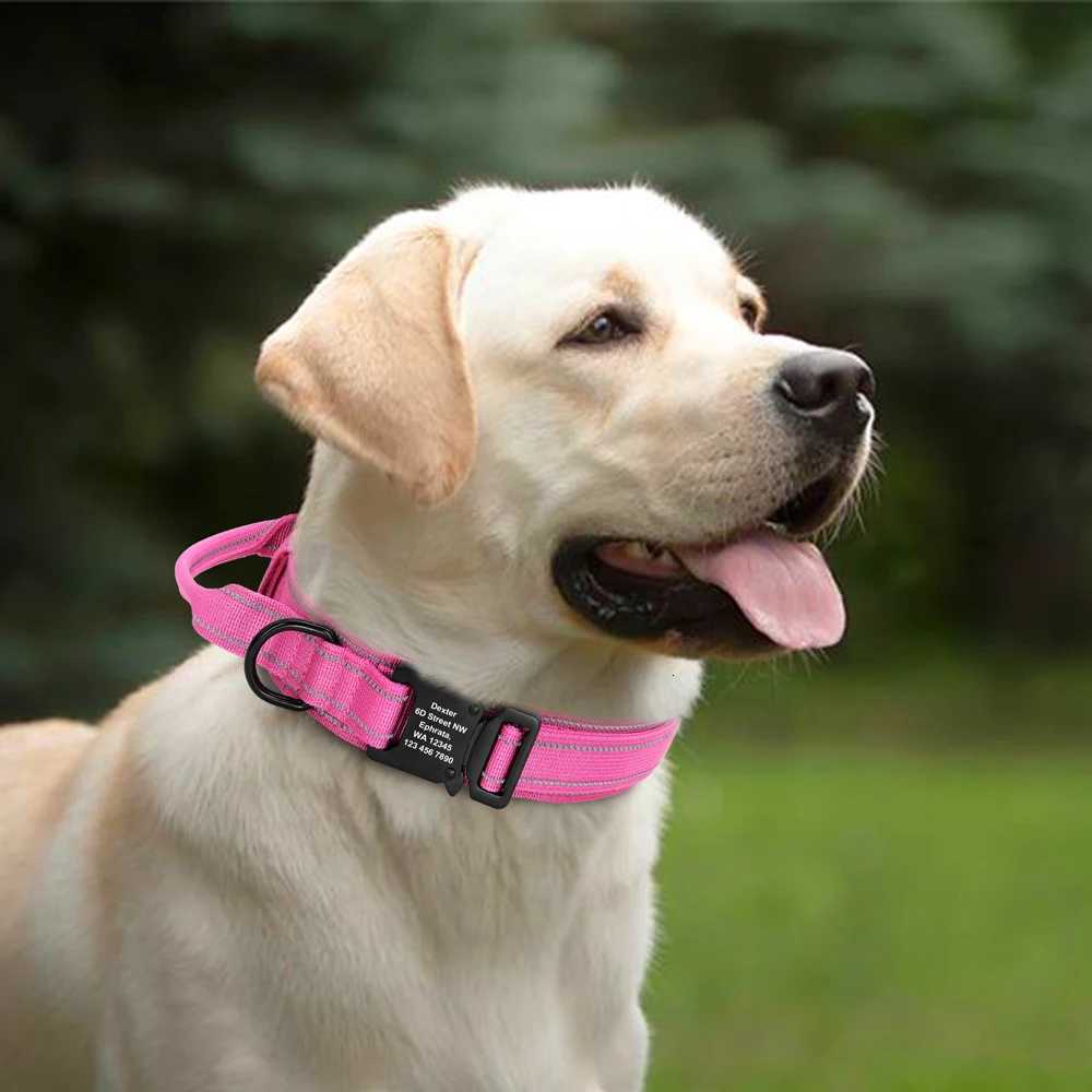 Personzed Military Tactical Dog Collar Durable Nylon Dog Training Collars Custom Pet Necklace With Handle For Large Dogs C251031