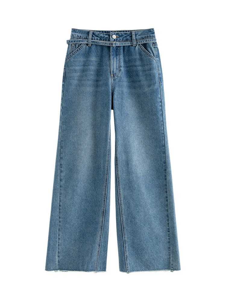 ZIQIAO Cool High Waist Straight Wide Leg Jeans For Women 2024 Summer New Slim Drape Mopping Pants 24ZQ92027 J251031