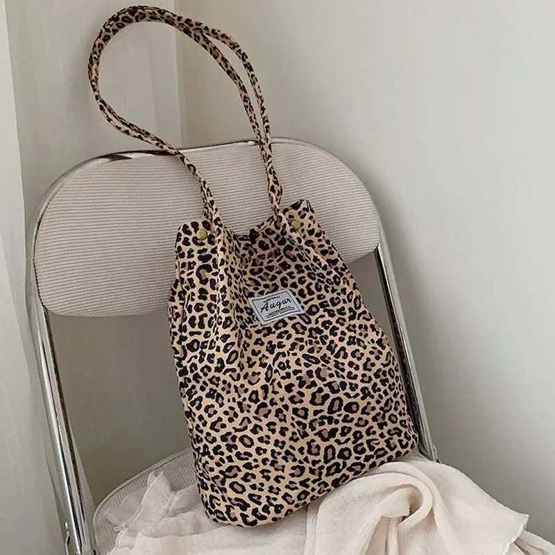 Leopard Print Casual Handbag Canvas Shoulder Bag Ladies Fashion Tote Bags W251031