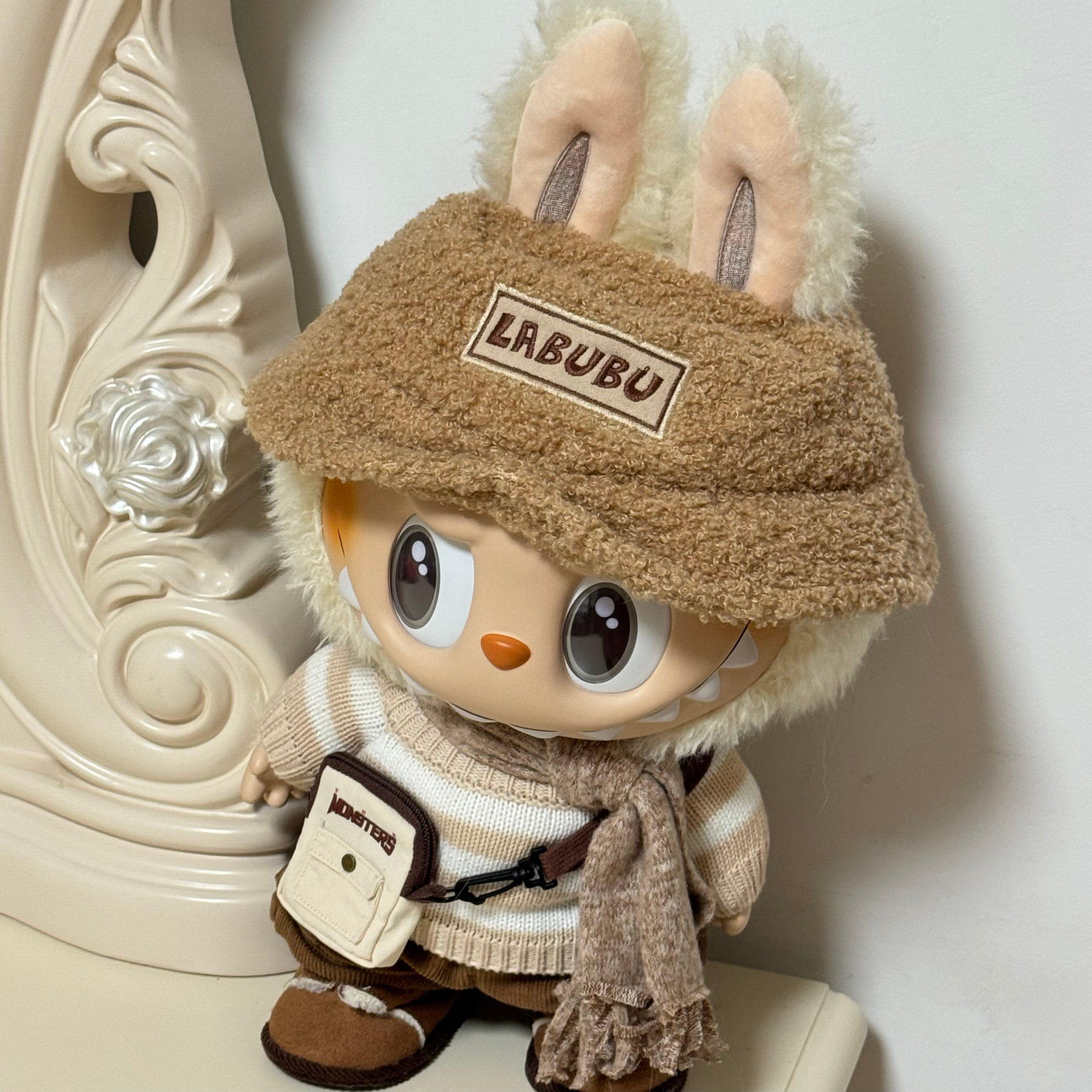 High Quality The MONSTERS 38CM Big Labubu Doll DRESS BE LATTE Vinyl Plush Toy Action Figure Overalls Stuffed Dolls Children Gifts