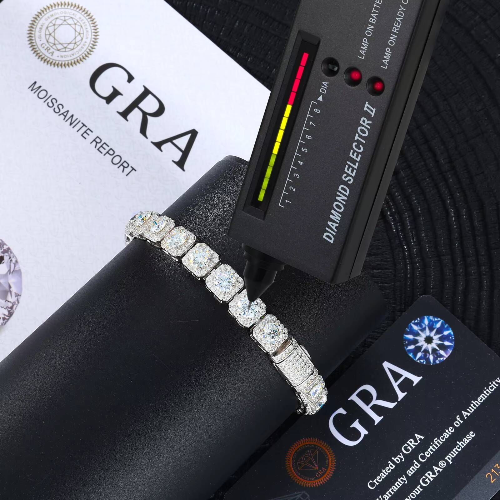 Sparkling 6mm 8mm Moissanite Halo Tennis Bracelet High Quality White Gold Non Fade 925 Sterling Silver Hip Hop Jewelry for Men