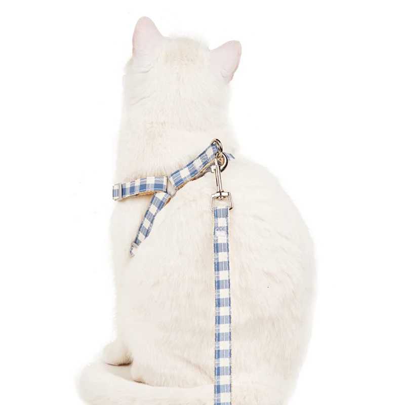 Plaid Dog Harness Leash Set Adjustable Nylon Pet Striped Chest Back Traction Rope Cat Lead Outdoor Puppy Antilost Pet Supplies C251031