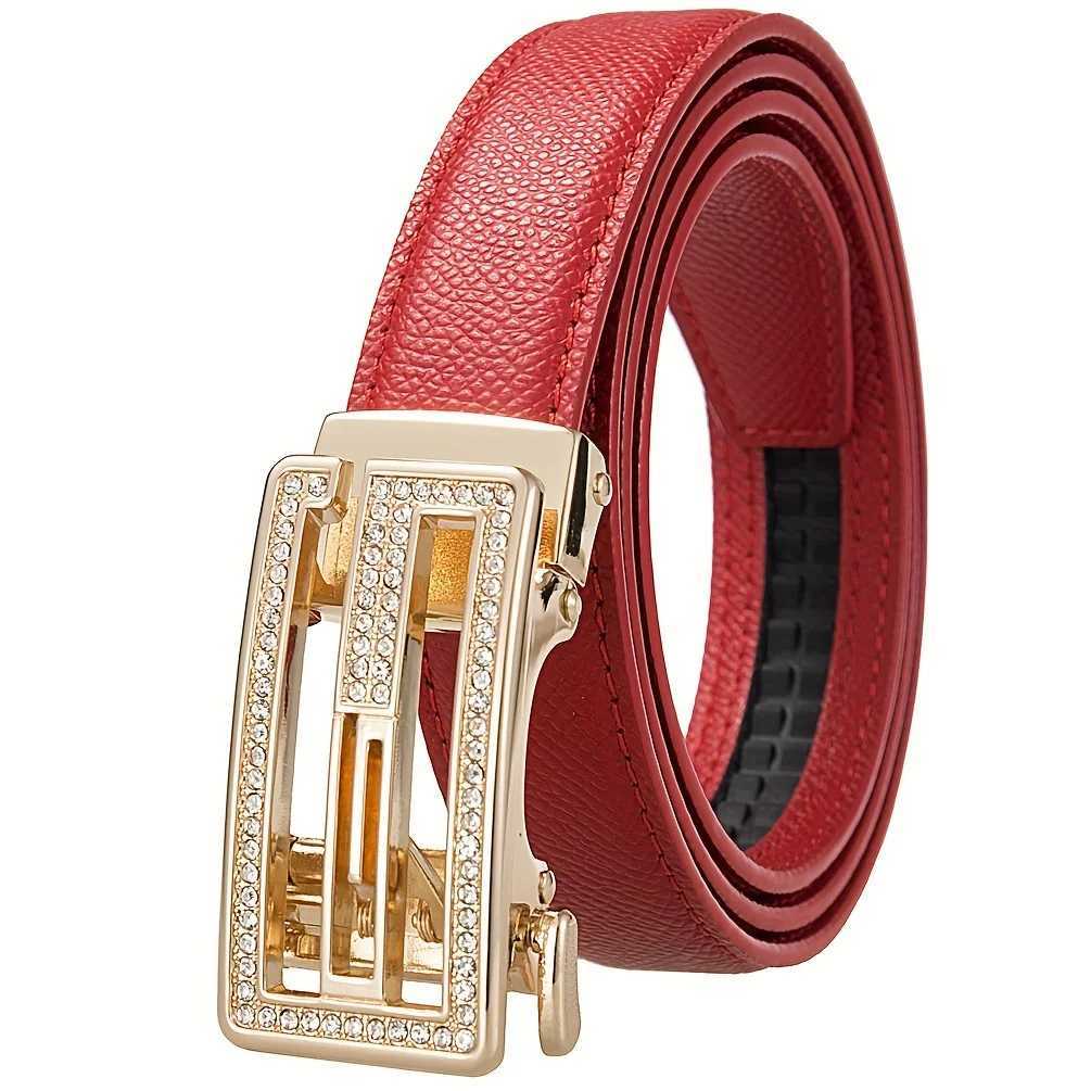 2025 New Womens Alloy Automatic Buckle Microfiber Hollow Belt Casual Jeans Decorative Waist Chain Light Luxury Allmatch DesignW251030
