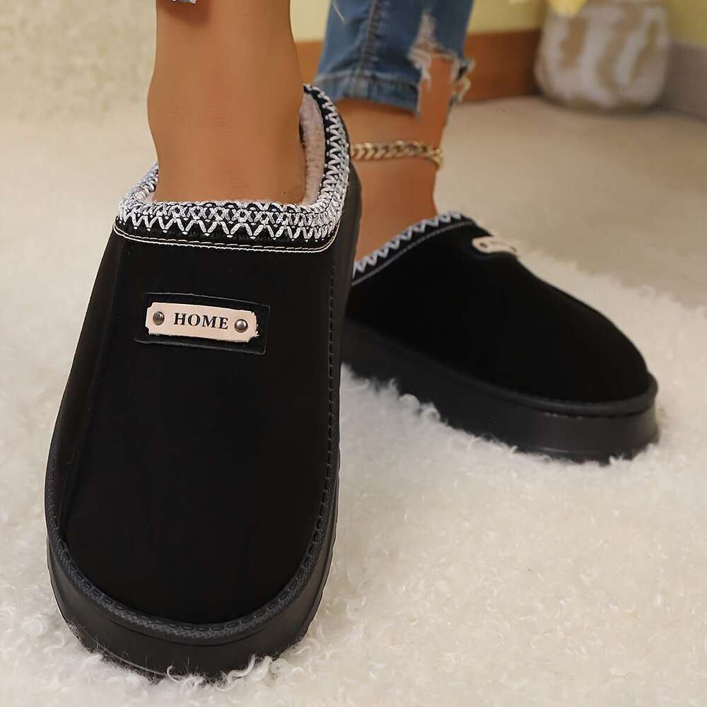 Fleece With Thick Non-Slip - Soft Warm Indoor House Men & Women, Brown/Khaki/Black, Perfect Gift For Comfort, Winter Cozy Shoes | EVA Sole Family Home