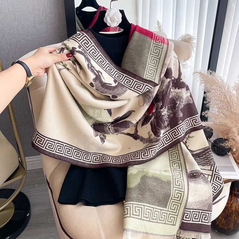 New 2025 Women Brand Ink wash painting Scarf Luxury Autumn Winter Warm Shawls Print Scarve Mujer Femme Foulard Bufanda C251031