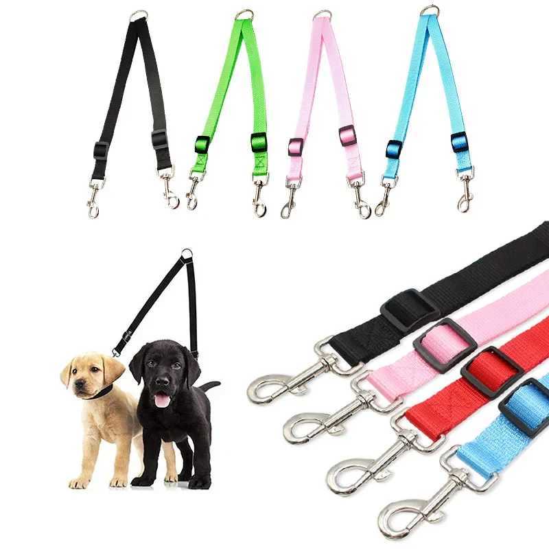Double Twin Dual Coupler Dog Leash Two in One Strong Nylon V Shape Adjustable Pet Dog Leash Colorful Two Ways 2 Dogs Pet Lead C251031