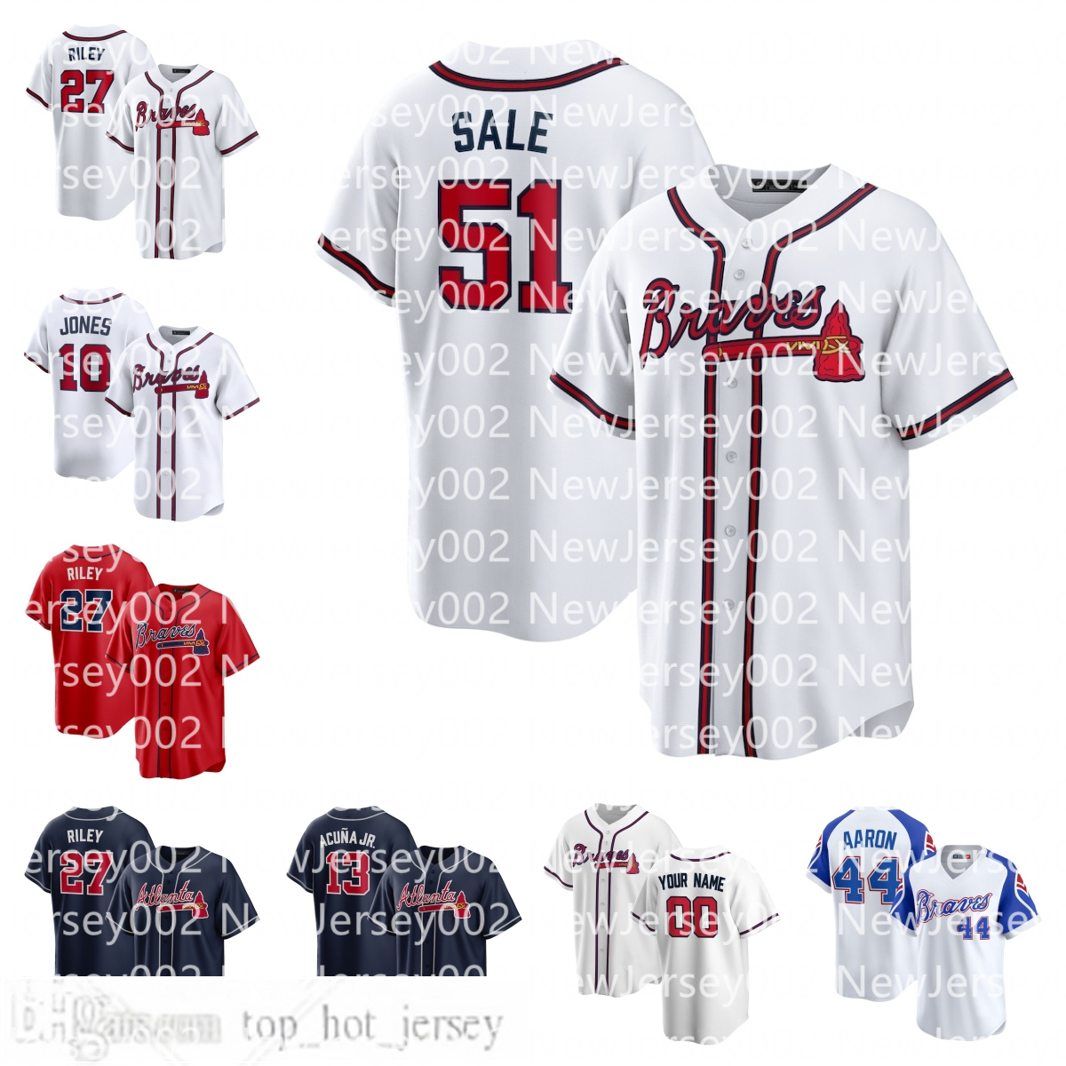 MLB Jersey Custom Braves Baseball Ronald Acuna Jr. Matt Olson Ozzie Albies Austin Riley Marcell Ozuna Chris Sale Michael Harris II Travis d'Arnaud Spencer Strider men