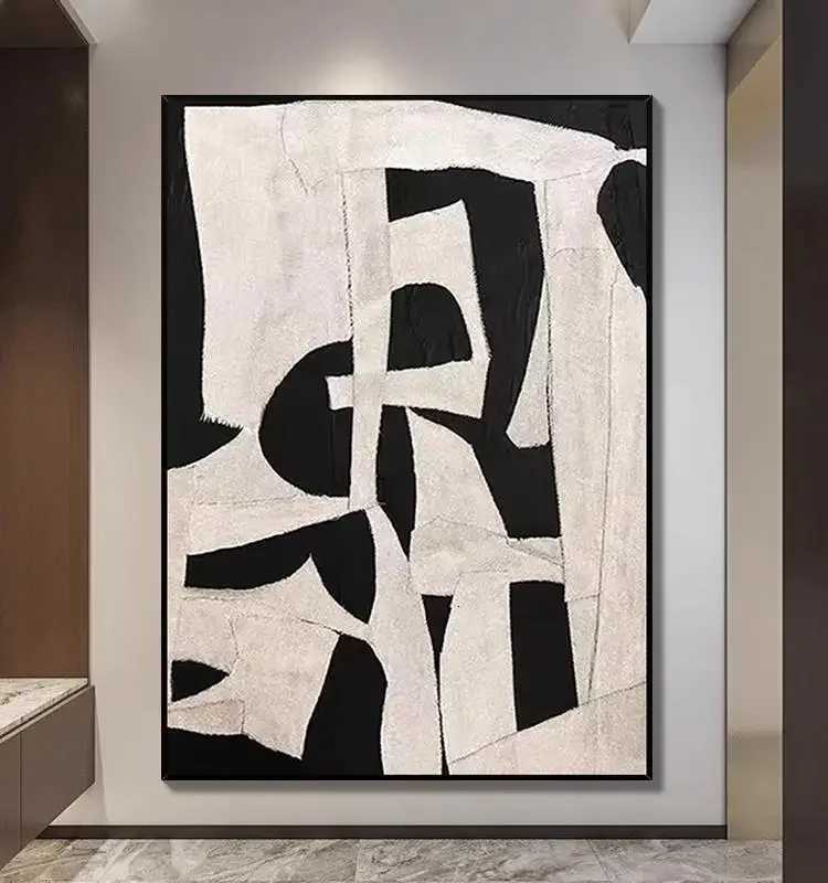 Handmade Large Textured Oil Painting Modern Abstract Geometry Hand Painted Wall Art PictureFor Living Room Porch Entrance Decor C251031