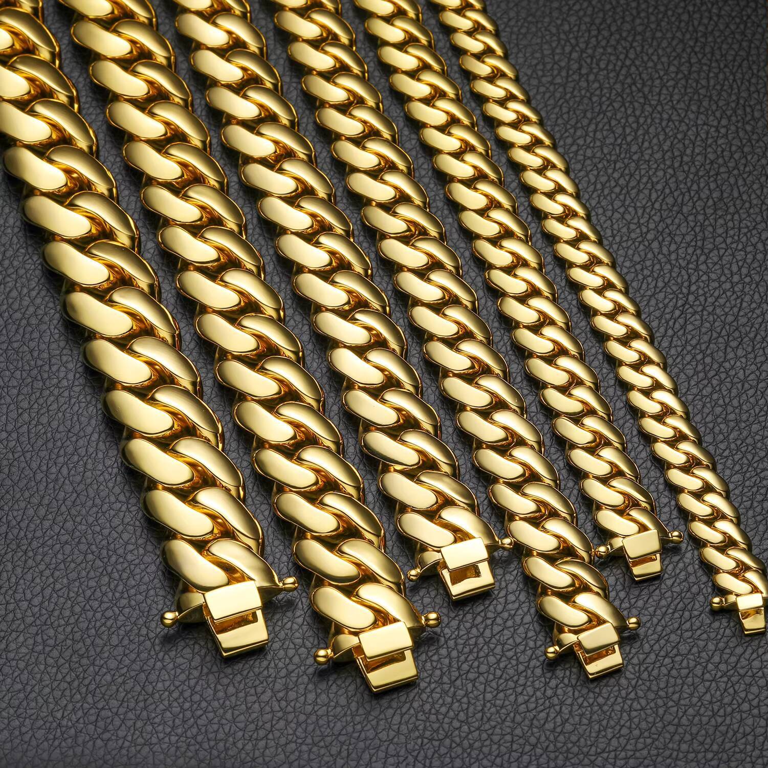 Multisize 10mm22mm Necklace Wholesale Gold Plated Brass High Quality Hip Hop Jewelry Miami Cuban Link Chain for Men