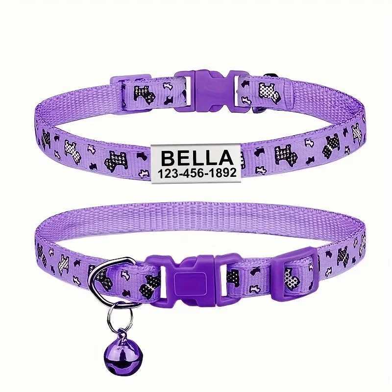 Customized Dog Collar Nylon Bone Kitten Puppy Collars Necklace Free Custom Pet Name ID Adjustable For Small Dogs Cats C251031